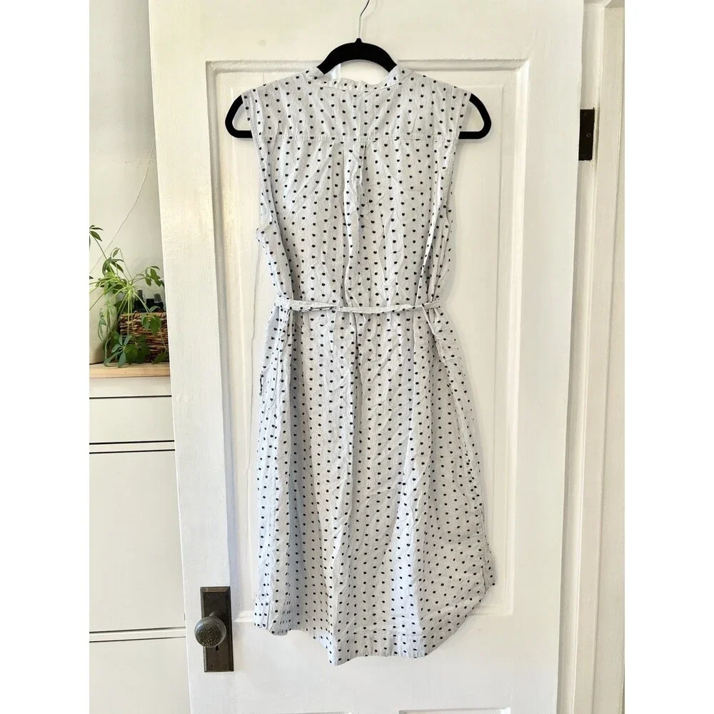 Banana Republic Midi Shirt Dress Workwear Polka Dot Pockets Tie Waist Sz Large - Picture 5 of 10